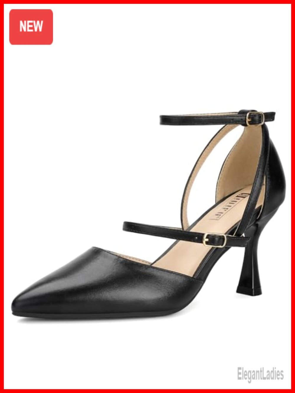 Closed Toe Heeled Pumps Strappy High Pointed Toe Kitten Medium Heels Wedding